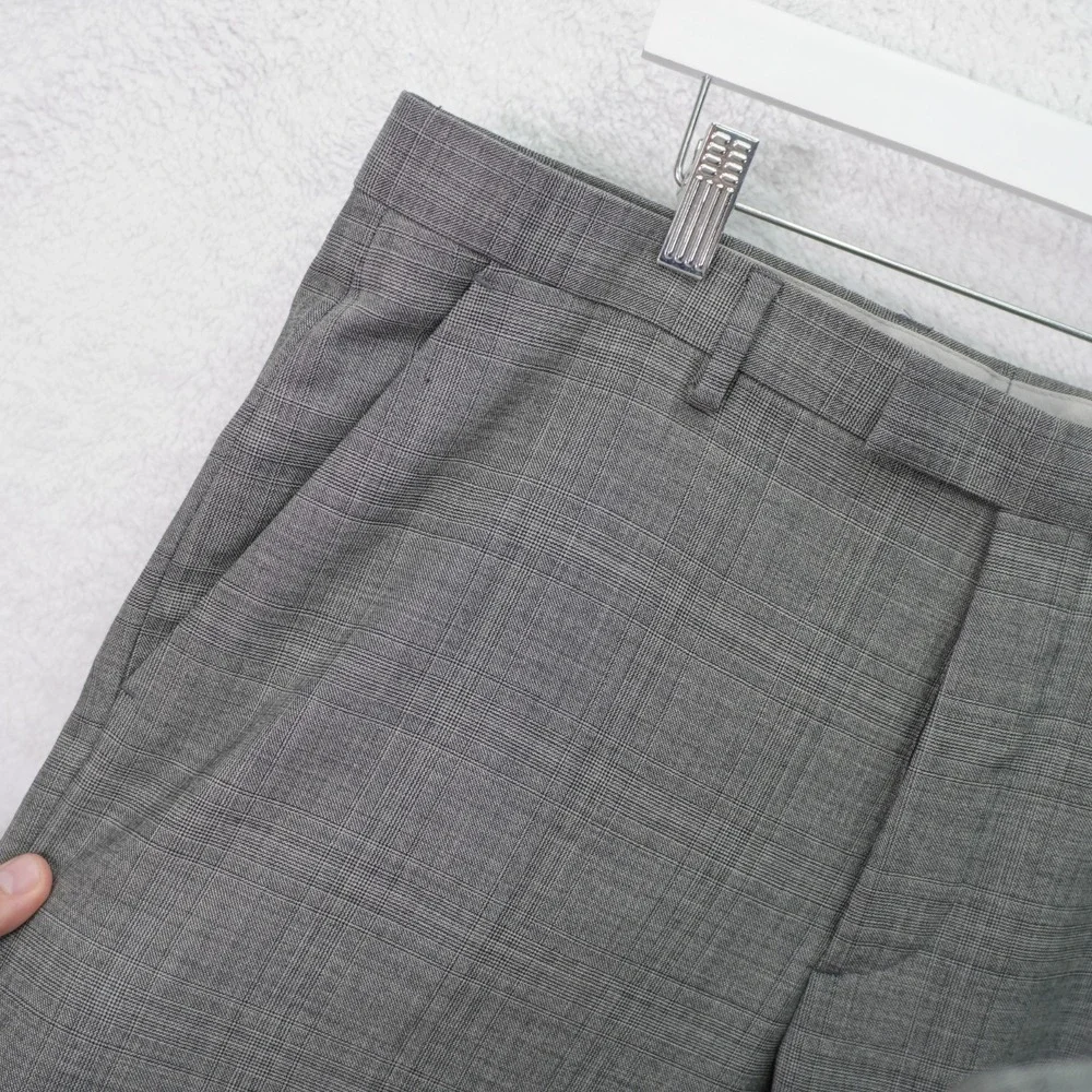 Banana Republic Wool 2 Piece Suit -40R  37 / 31.5- Gray Glen Plaid Flat Front Mi